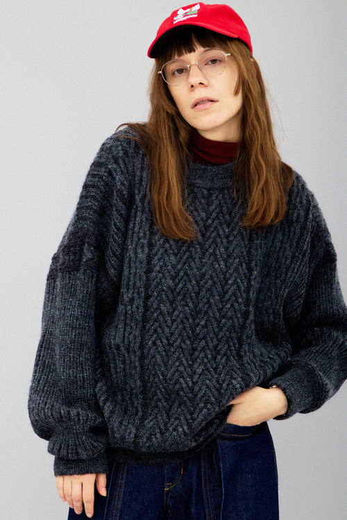 YASHIKI Sekkei mohair Knit (Snow Scenery) BLACK YSK-25AW-KN11