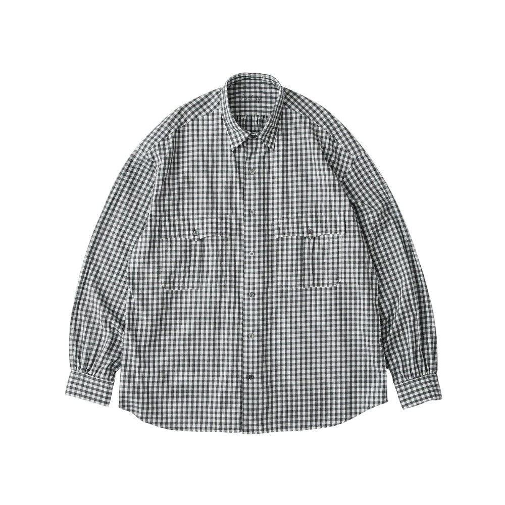 PORTER CLASSIC ROLL UP HEATHER GINGHAM CHECK SHIRT (GIZA 120/2