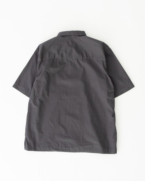 RINEN / 70/1 Twill Hem Drawstring Short Sleeve Regular Collar Shirt 04 Charcoal