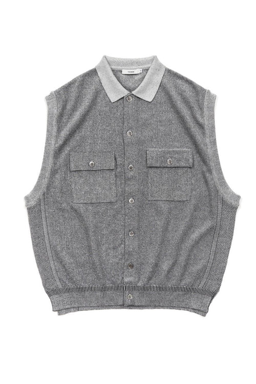 YASHIKI Haoto Collar Vest (Ha-on) YSK-26SS-KN08 MIX GRAY