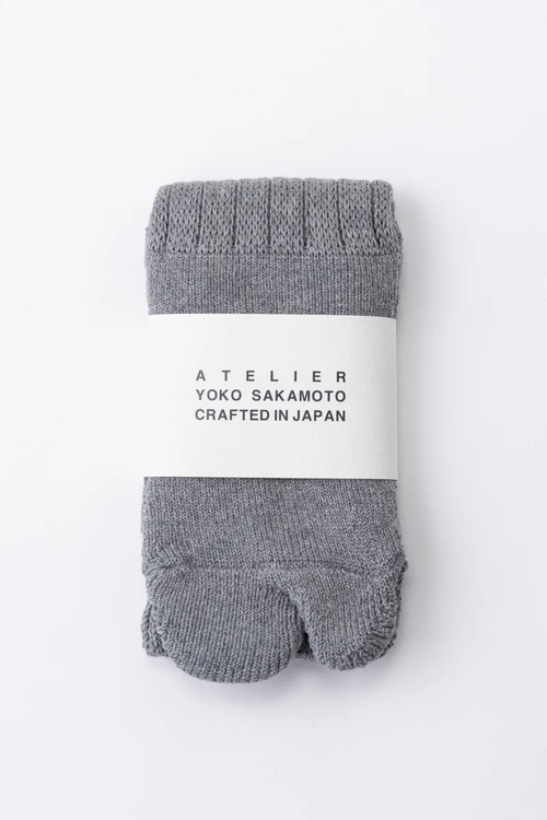 YOKO SAKAMOTO WOOL TABI PILE SOCKS HEATHER BEIGE