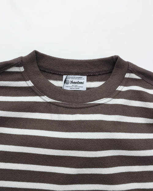 Yonetomi WAVE COTTON BASQUE KNIT PULLOVER CREW BORDER