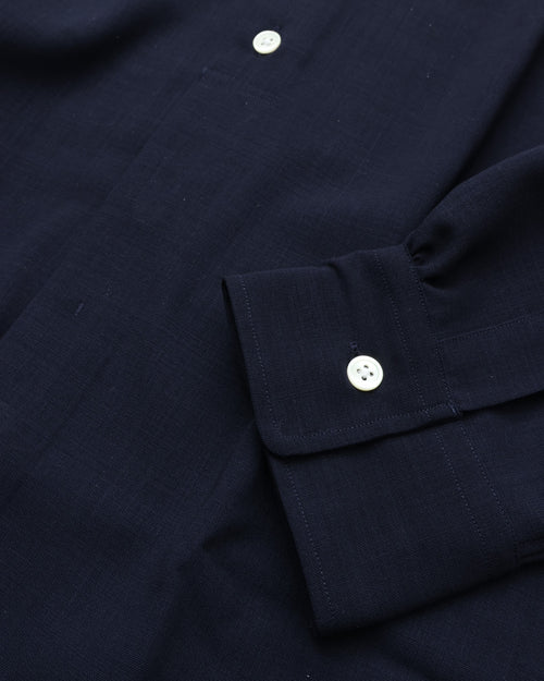 intch. "Shalt SV" Wool Voile Regular Collar Shirts Navy