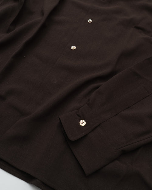 intch. "Shalt SV" Wool Voile Regular Collar Shirts Brown