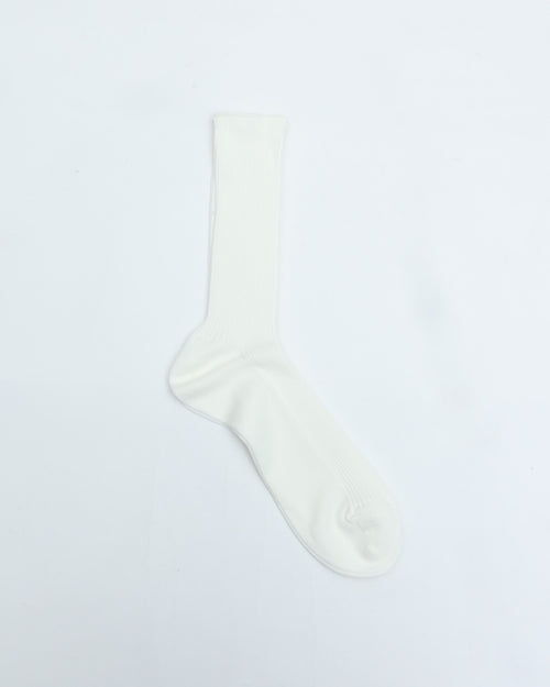 THE HINOKI GIZA COTTON RIB SOCKS THSC-8 WHITE