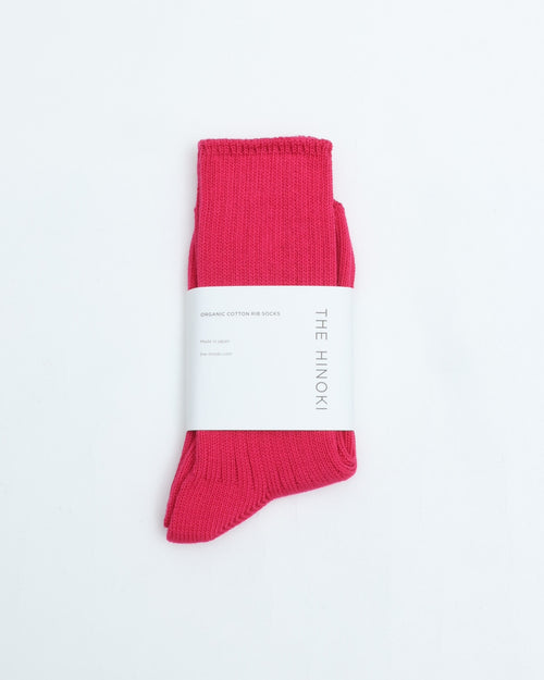 THE HINOKI ORGANIC COTTON RIB SOCKSb THSC-7 PINK