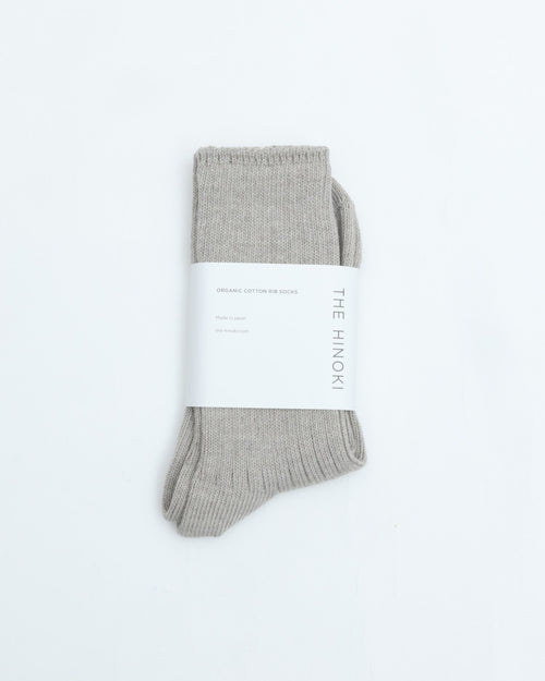 THE HINOKI ORGANIC COTTON RIB SOCKSb THSC-7 GRAY