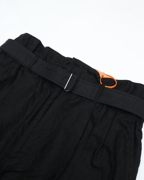 intch. "Ete HP" Linen Cotton Jacquard Safari Shorts Black