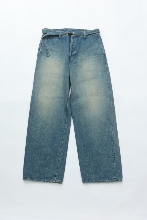 YOKO SAKAMOTO BELTED TROUSERS FADE INDIGO