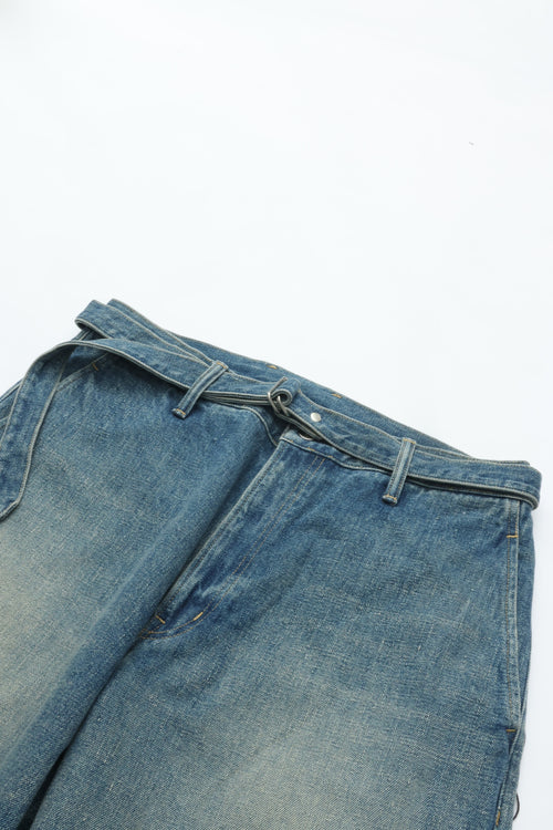 YOKO SAKAMOTO BELTED TROUSERS FADE INDIGO