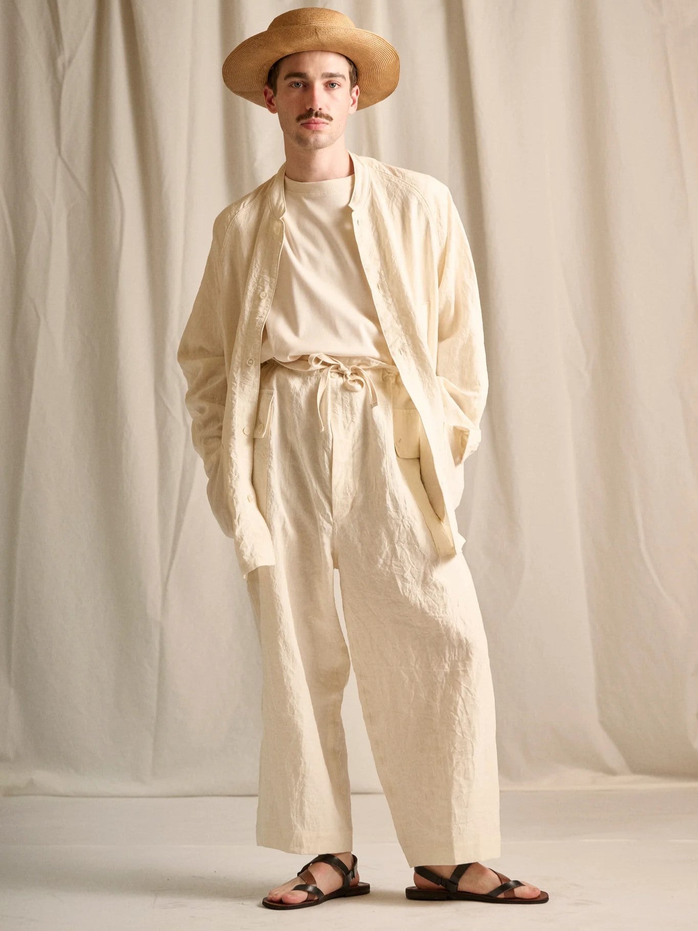 HAVERSACK 822625 (60 Linen Poplin Stand Collar Shirt Outerwear