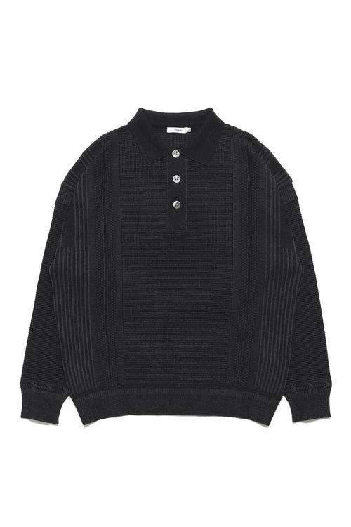 YASHIKI Akisame Knit Polo (Akiyu) YSK-26AW-KN05 BLACK