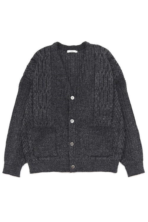 YASHIKI Sekkei mohair Cardigan (Snow Scenery) BLACK