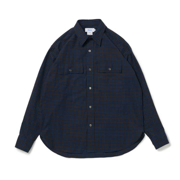 Riprap FLAP POCKET SHIRT (COTTON VIYELLA) NAVY/BROWN