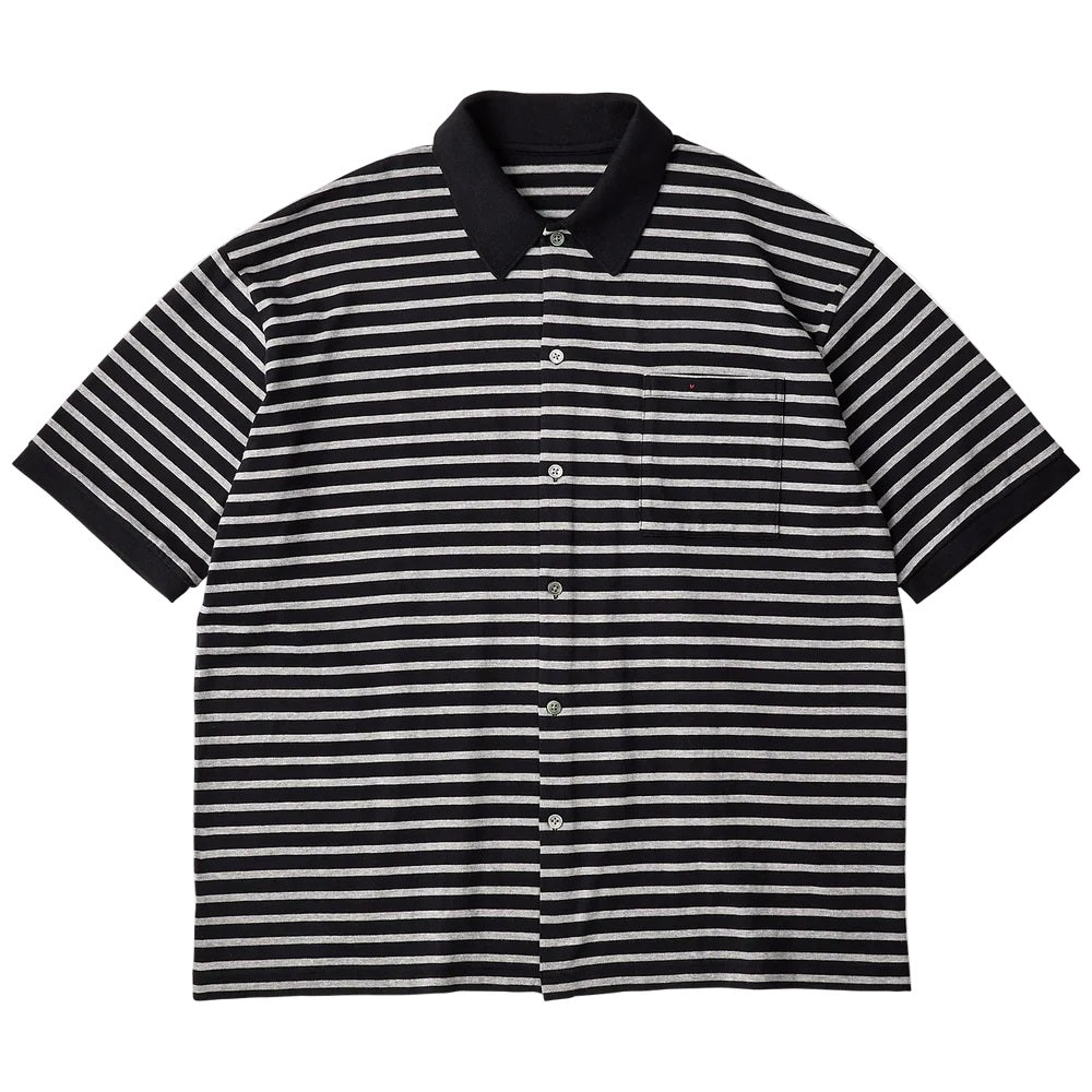 PORTER CLASSIC H/W BEATNIK BORDER OPEN POLO SHIRT BLACK – CASDAY