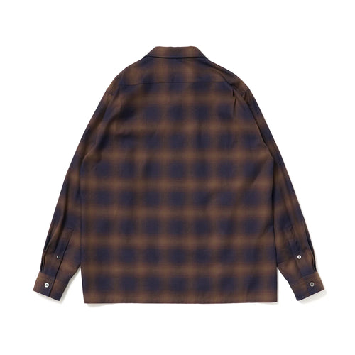 Riprap OPEN COLLAR SH L/S (INDIGO SHADOW PATTERN) RRS2202 BROWN/INDIGO