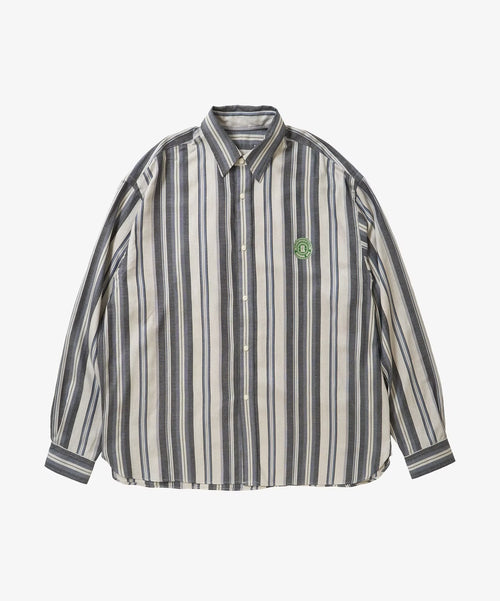 Sillage banshu ori wide shirt navy stripe