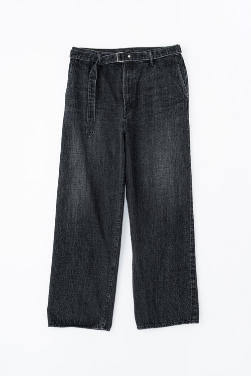 YOKO SAKAMOTO BELTED TROUSERS FADE BLACK