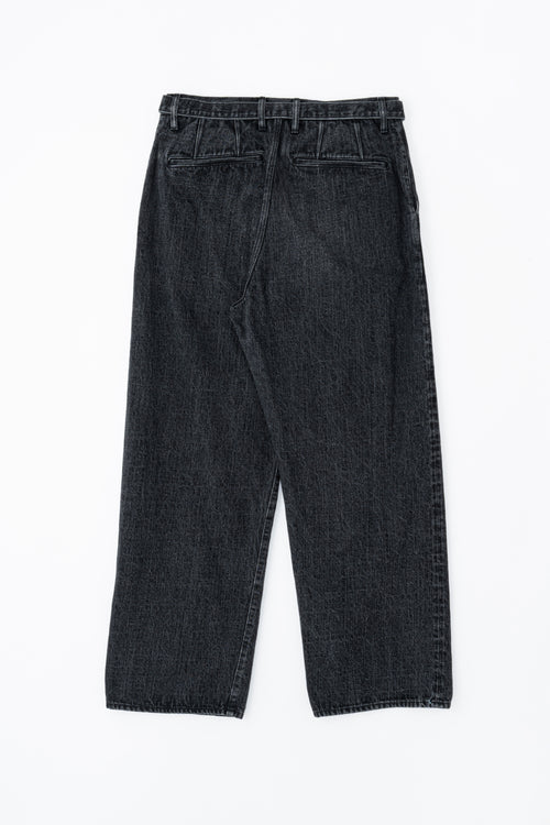 YOKO SAKAMOTO BELTED TROUSERS FADE BLACK