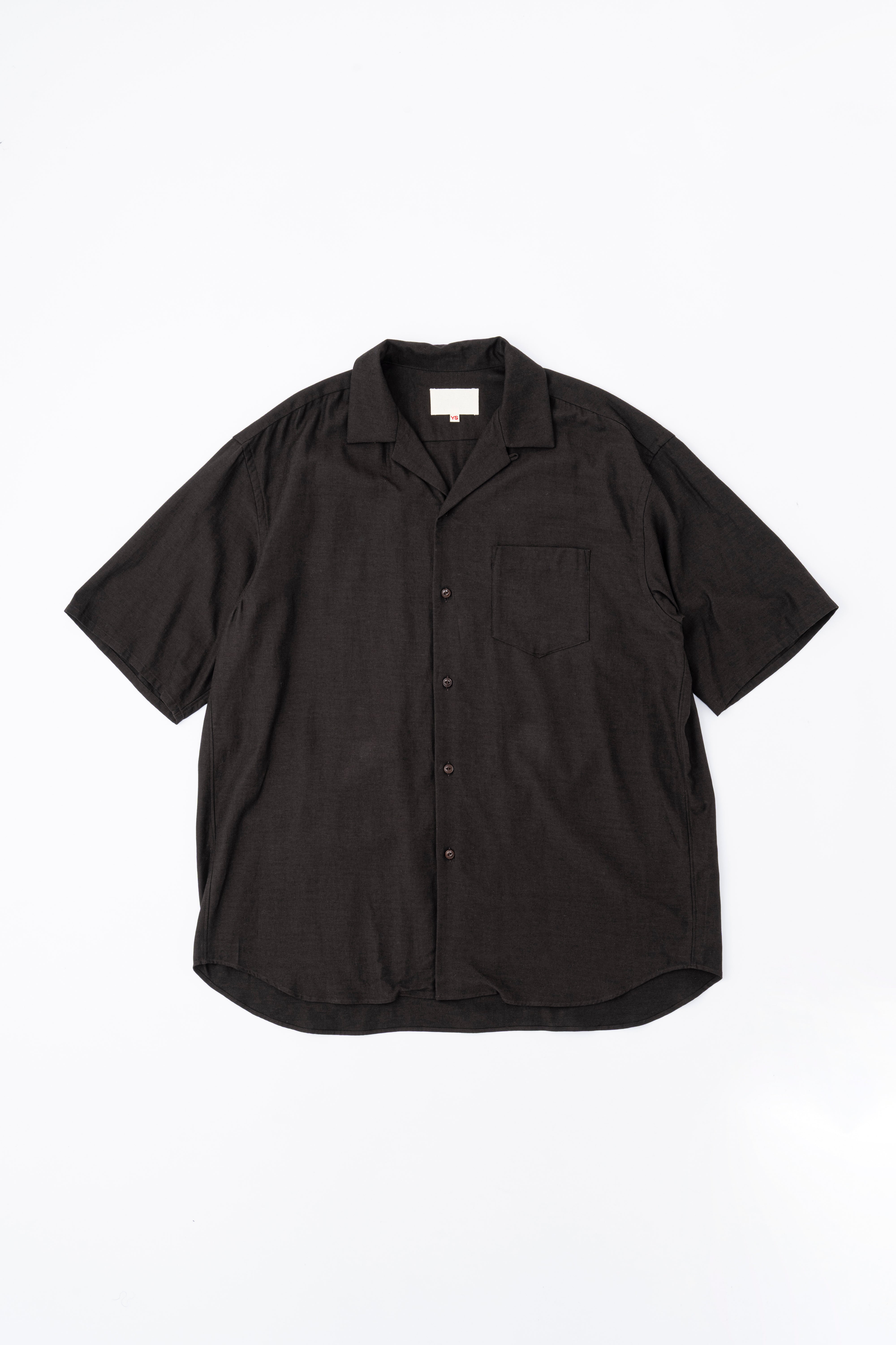 YOKO SAKAMOTO OPEN COLLAR S/S SHIRT BROWN – CASDAY / キャスデイ