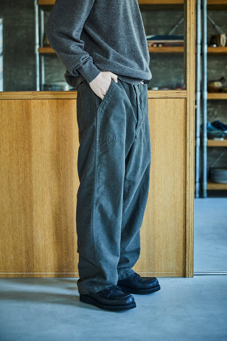 orslow RELAX FIT COTTON LINEN MOLESKIN FATIGUE PANTS CHARCOAL GRAY