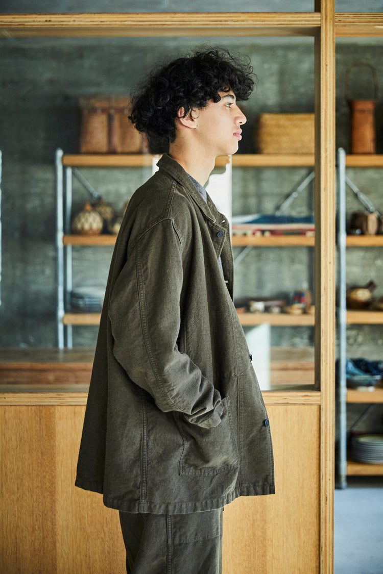 orslow COTTON LINEN MOLESKIN RELAX FIT SIMPLE WORK JACKET COFFEE BROWN