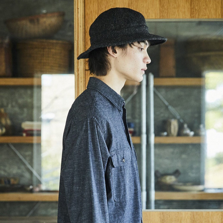 orslow / HARRIS TWEED HAT BLACK