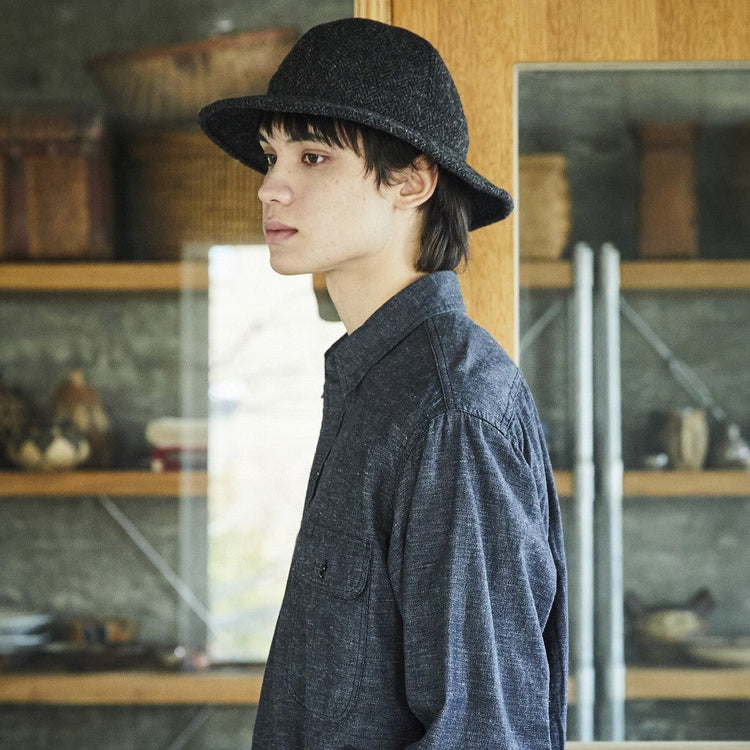 orslow / HARRIS TWEED HAT BLACK