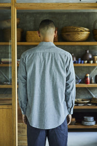 orslow   GRAY CHAMBRAY WORK SHIRT WITH FLAP POCKET 01-8064-64