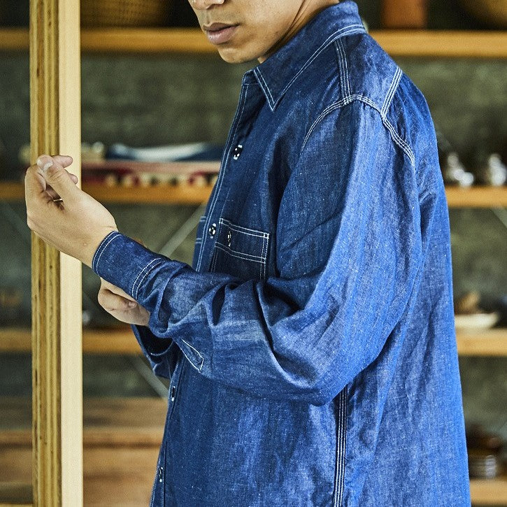 orslow / SUPIMA 100/2 LINEN DUNGAREE WORK SHIRT