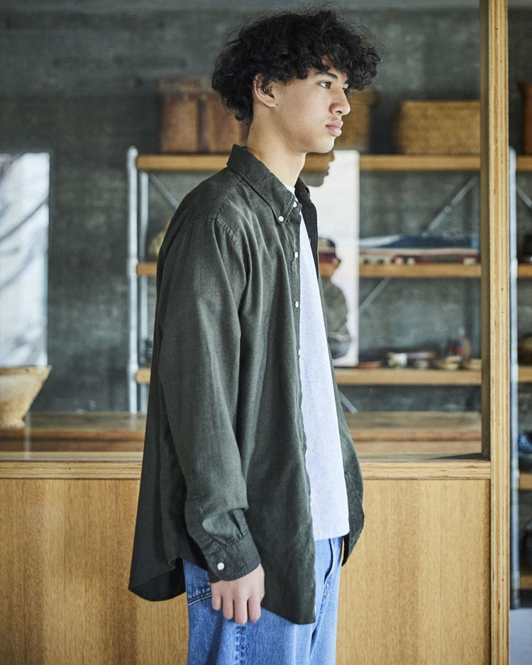 orslow   STANDARD BUTTON DOWN SHIRT SOFT SUBTLY BRUSHED MINI CHECK COFFEE BROWN