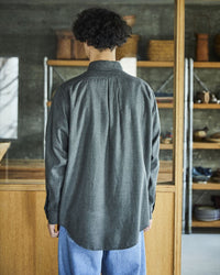 orslow STANDARD BUTTON DOWN SHIRT SOFT SUBTLY BRUSHED MINI CHECK CHARCOAL GRAY