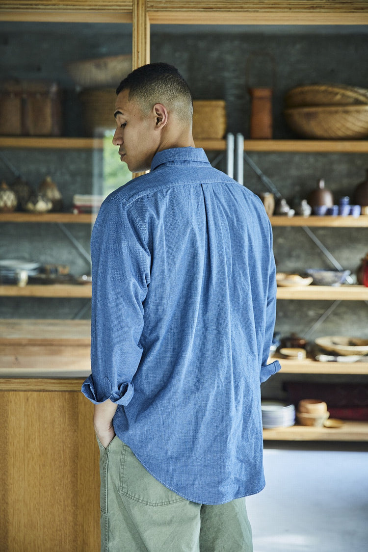 orslow   STANDARD B.D SHIRT CHECK IND CHAMBRAY 01-8112-C84