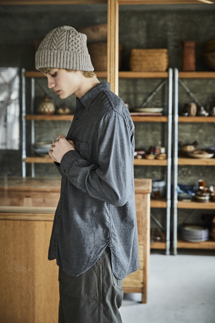 orslow   RELAX FIT MELANGE FLANNEL SHIRT GRAY CHECK 01-8270-160