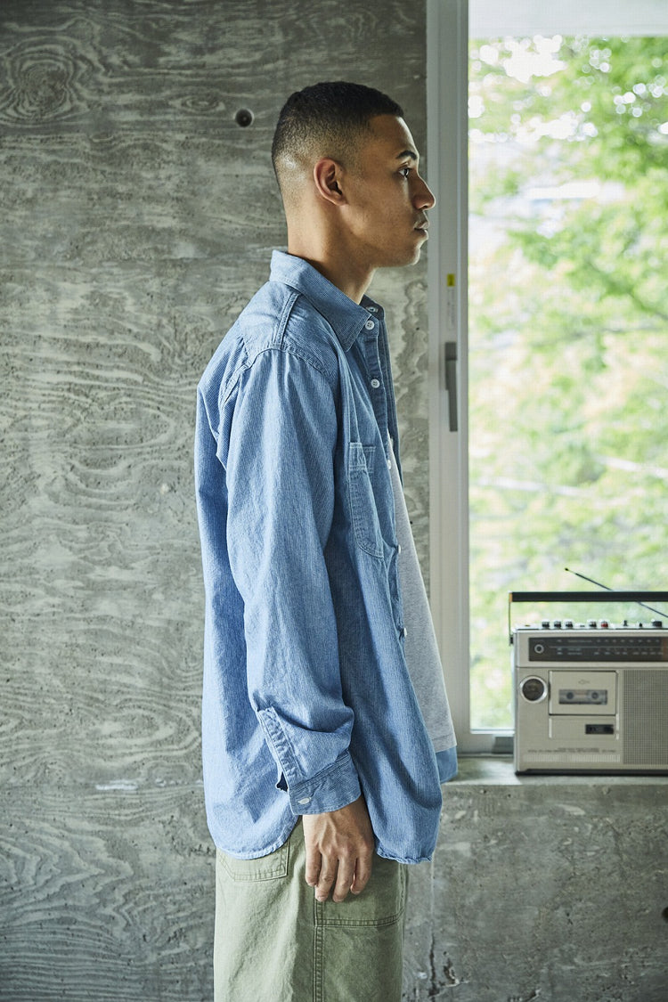 orslow   RELAX FIT STRIPE CHAMBRAY WORK SHIRT 01-8270-181