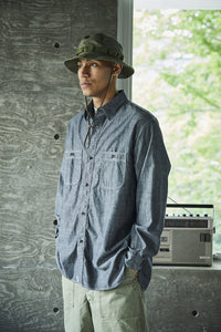 orslow   RELAX FIT BLACK CHAMBRAY WORK SHIRT 01-8270-61