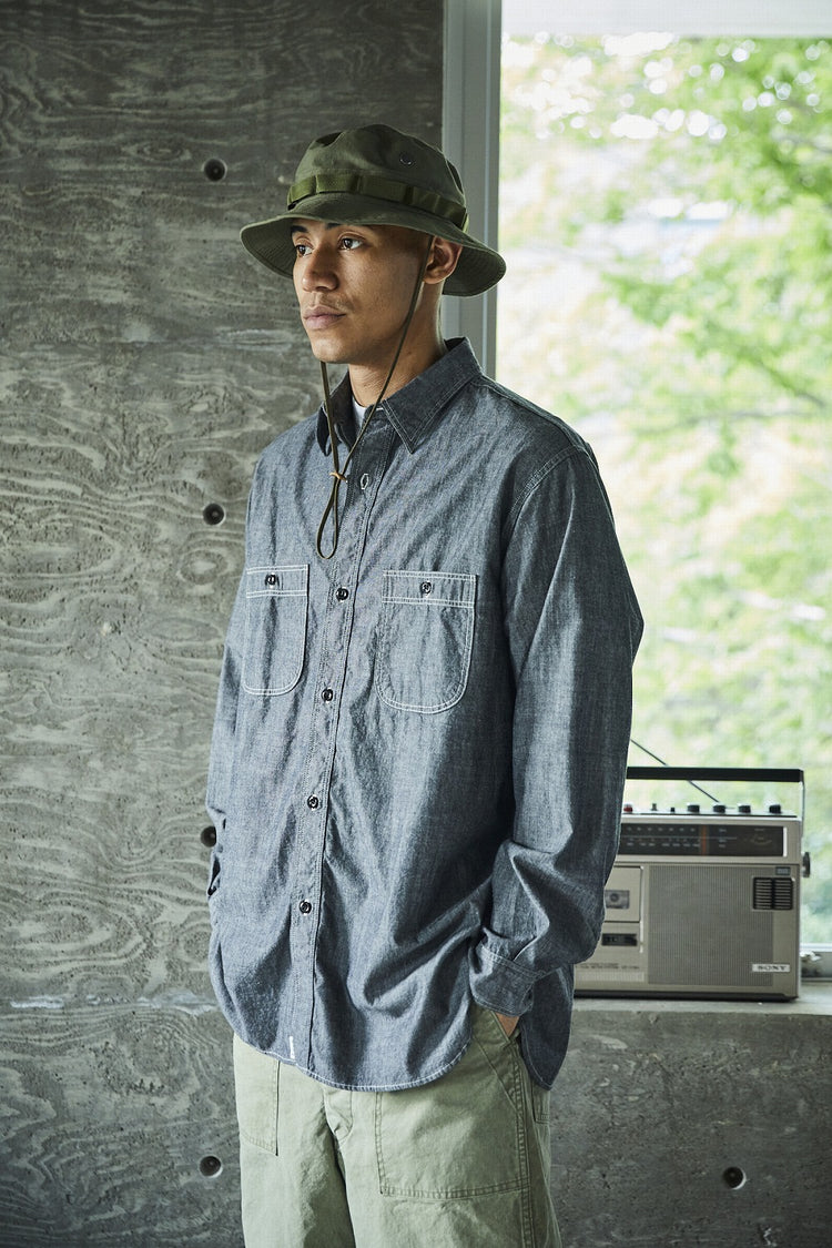 orslow   RELAX FIT BLACK CHAMBRAY WORK SHIRT 01-8270-61