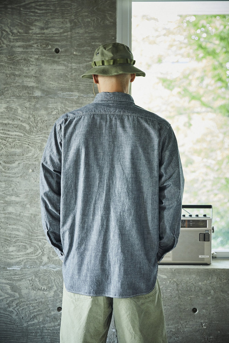 orslow   RELAX FIT BLACK CHAMBRAY WORK SHIRT 01-8270-61
