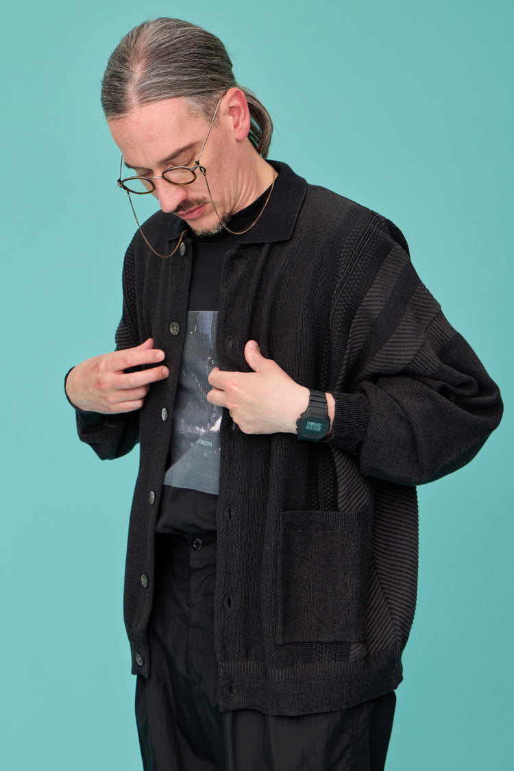 YASHIKI Kokuu Collar Cardigan (Grain Rain) BLACK YSK-26SS-KN03