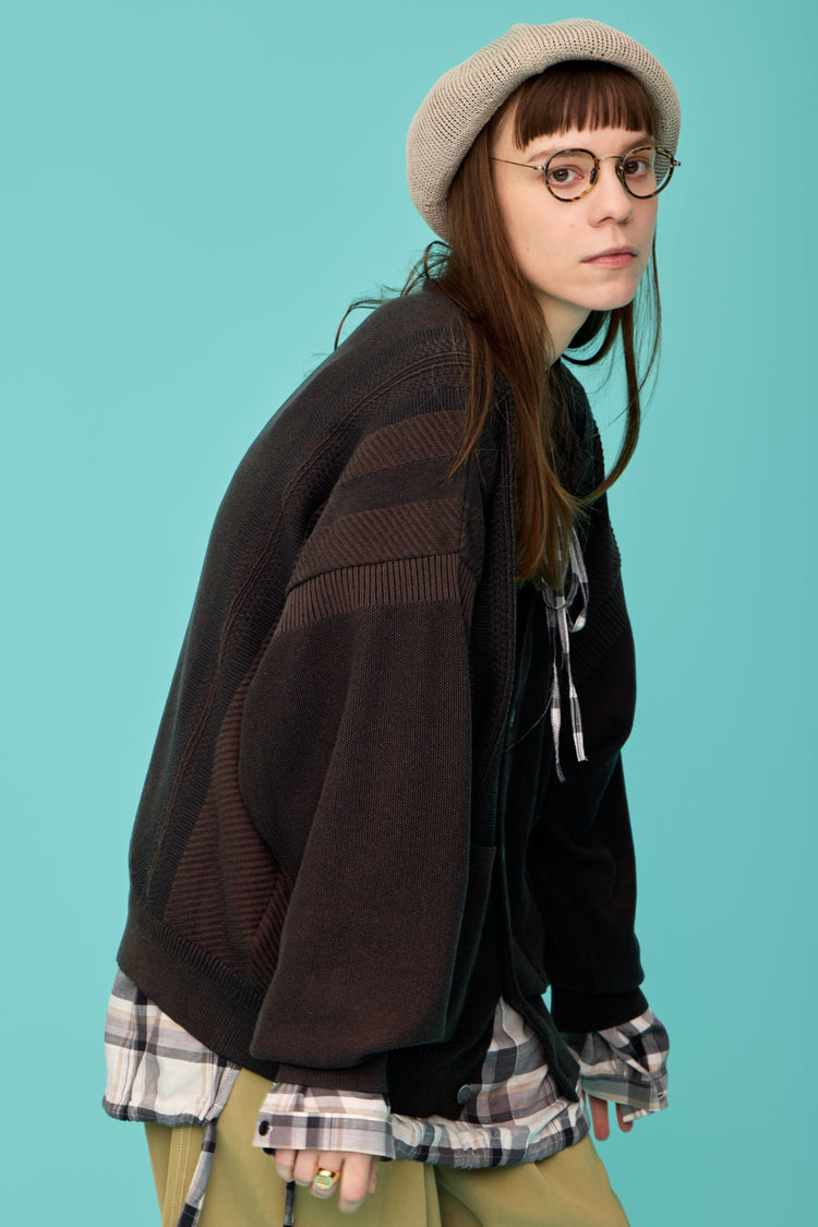 YASHIKI   Kokuu Collar Cardigan （穀雨）BROWN   YSK-26SS-KN03