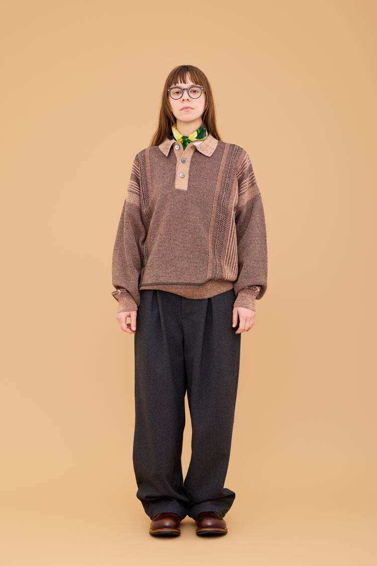 YASHIKI    Akisame Knit Polo（秋雨）YSK-26AW-KN05 BROWN