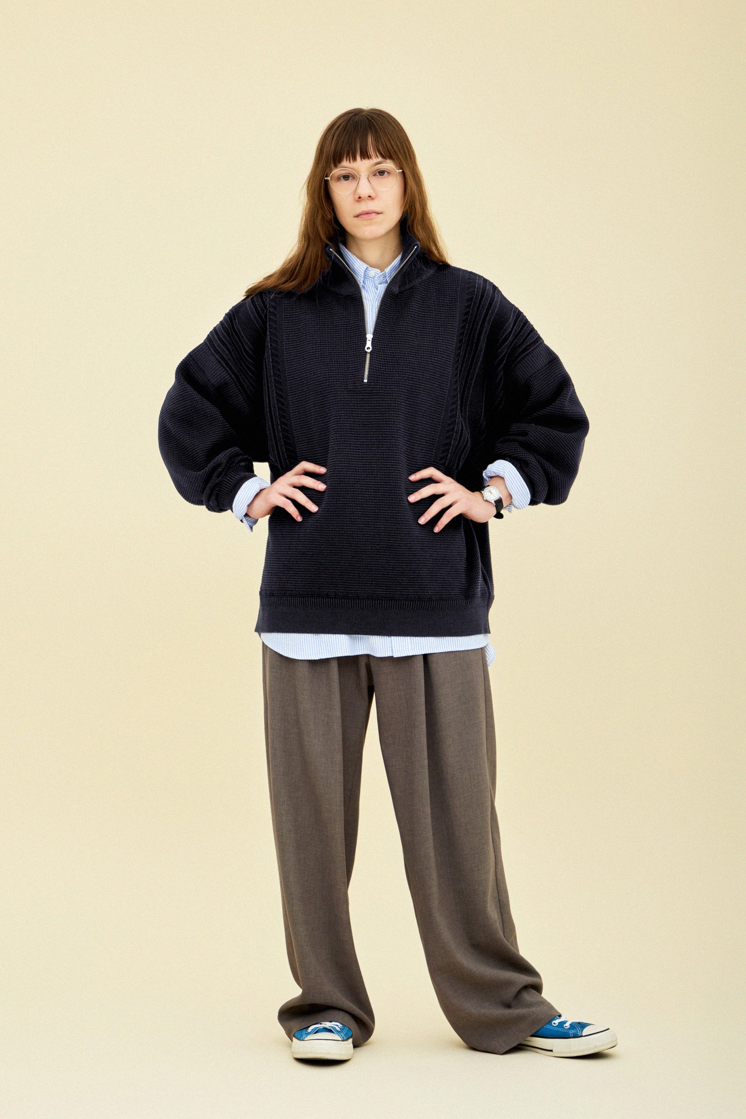 YASHIKI Fuyushigure Half Zip Knit (Winter Rain) – CASDAY