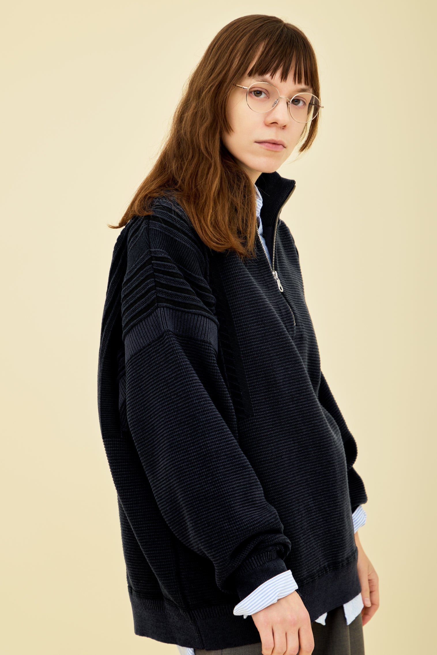 YASHIKI Fuyushigure Half Zip Knit (Winter Rain) – CASDAY