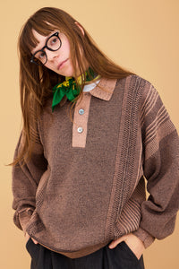 YASHIKI    Akisame Knit Polo（秋雨）YSK-26AW-KN05 BROWN