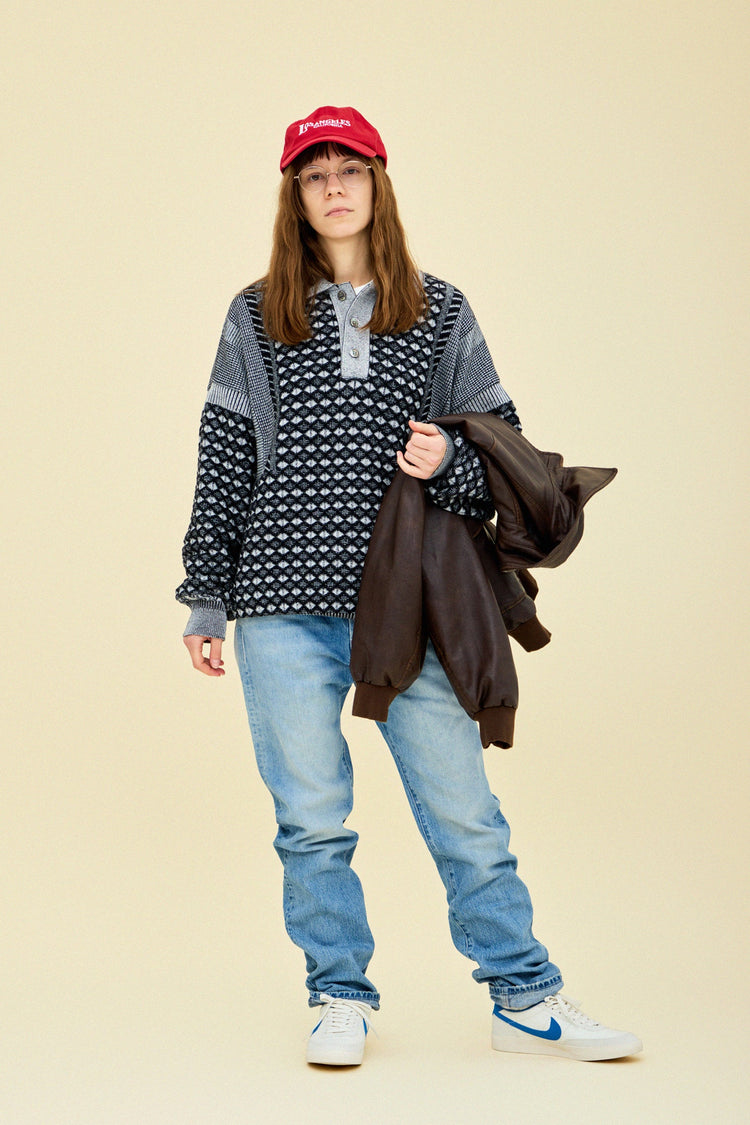 YASHIKI  YSK-25AW-KN06    Rikka Knit Polo（六花） NAVY