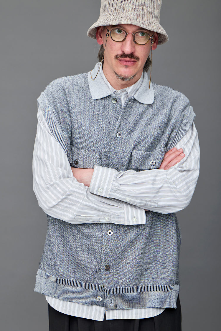 YASHIKI    Haoto Collar Vest（葉音）YSK-26SS-KN08 MIX GRAY