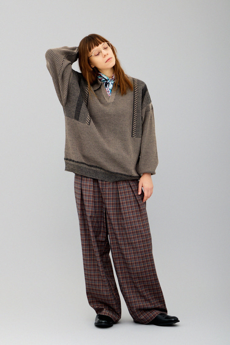 YASHIKI Setsuen Skipper Knit (Snow Smoke) BROWN