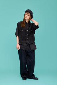 YASHIKI Haoto Collar Vest (Haoto) YSK-26SS-KN08 MIX GRAY