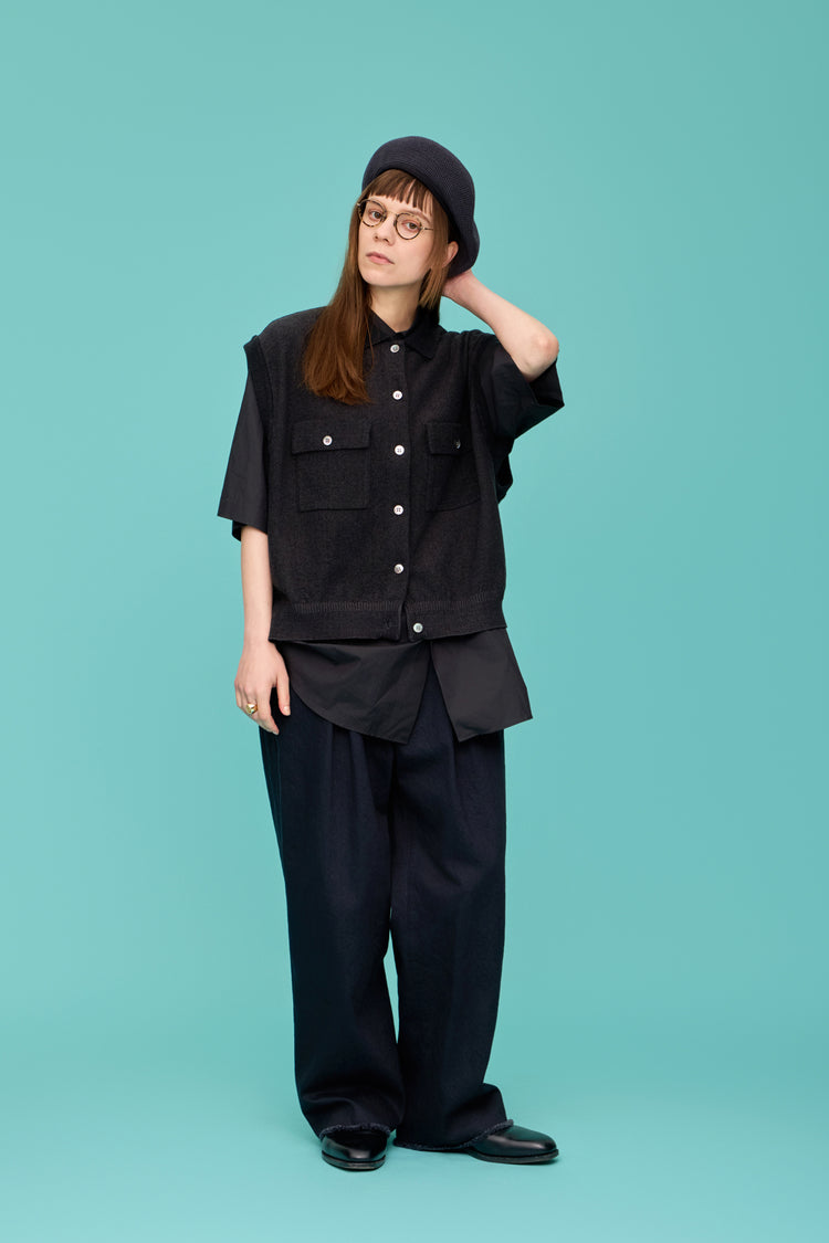 YASHIKI    Haoto Collar Vest（葉音）YSK-26SS-KN08 MIX GRAY