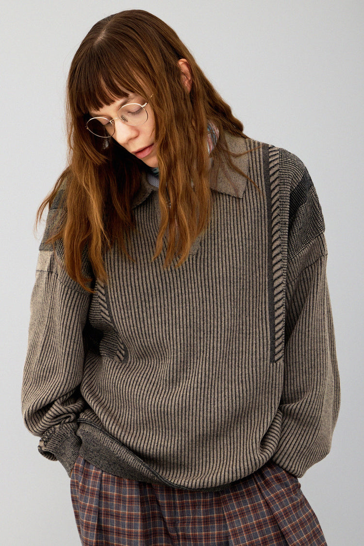 YASHIKI Setsuen Skipper Knit (Snow Smoke) BROWN